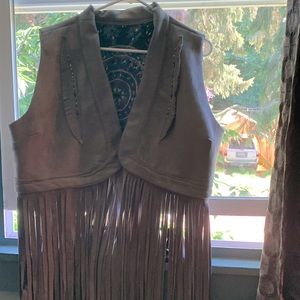 Gray designer native style suede vest